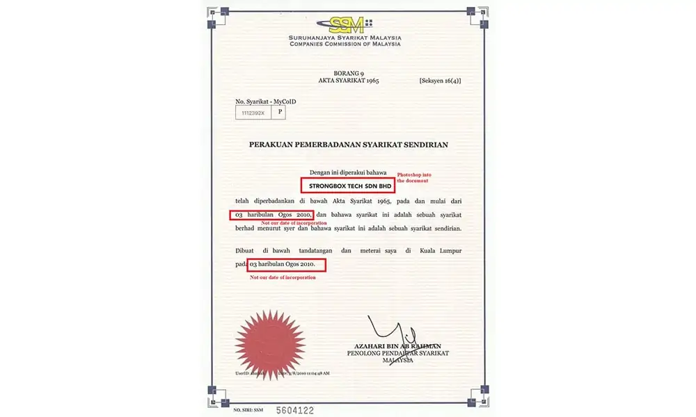 Fake SSM Document